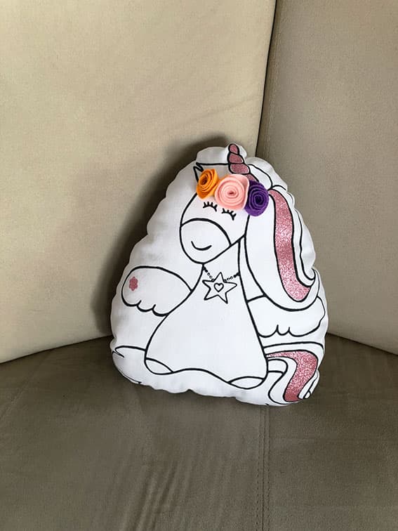 KIT CRÉATIF - Mon coussin Licorne à personnaliser (bleue ou rose) - vue 3