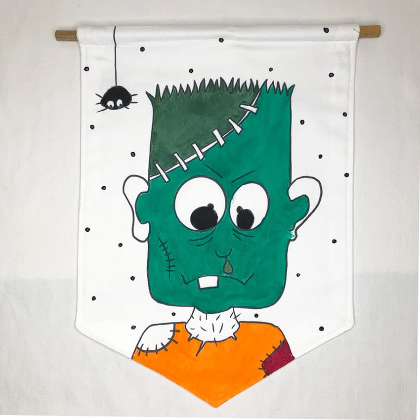 KIT CRÉATIF - Blason Franky en tissu à peindre (avec godets de peinture) pour Halloween - vue 3