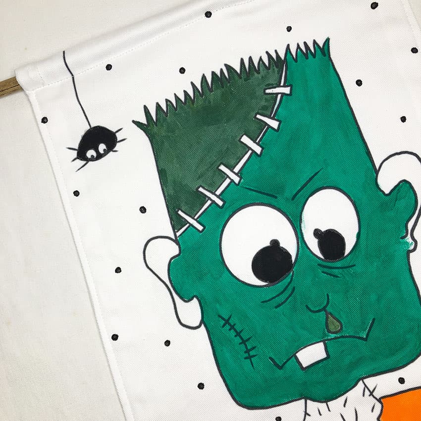 KIT CRÉATIF - Blason Franky en tissu à peindre (avec godets de peinture) pour Halloween - vue 4