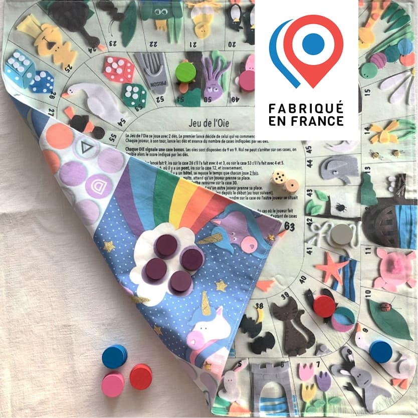 Double jeux oie/ludo nomade en tissu