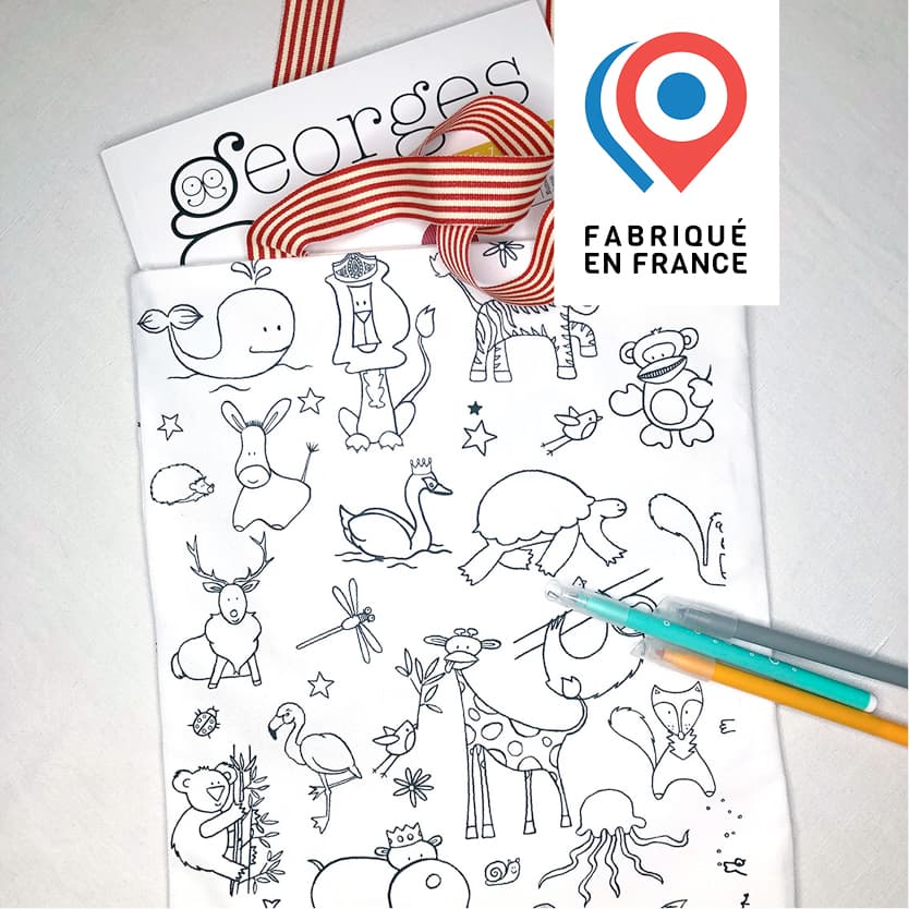 COLORIAGE - Tote-bag enfant en tissu - recto/verso animaux et dinosaures - vue 3
