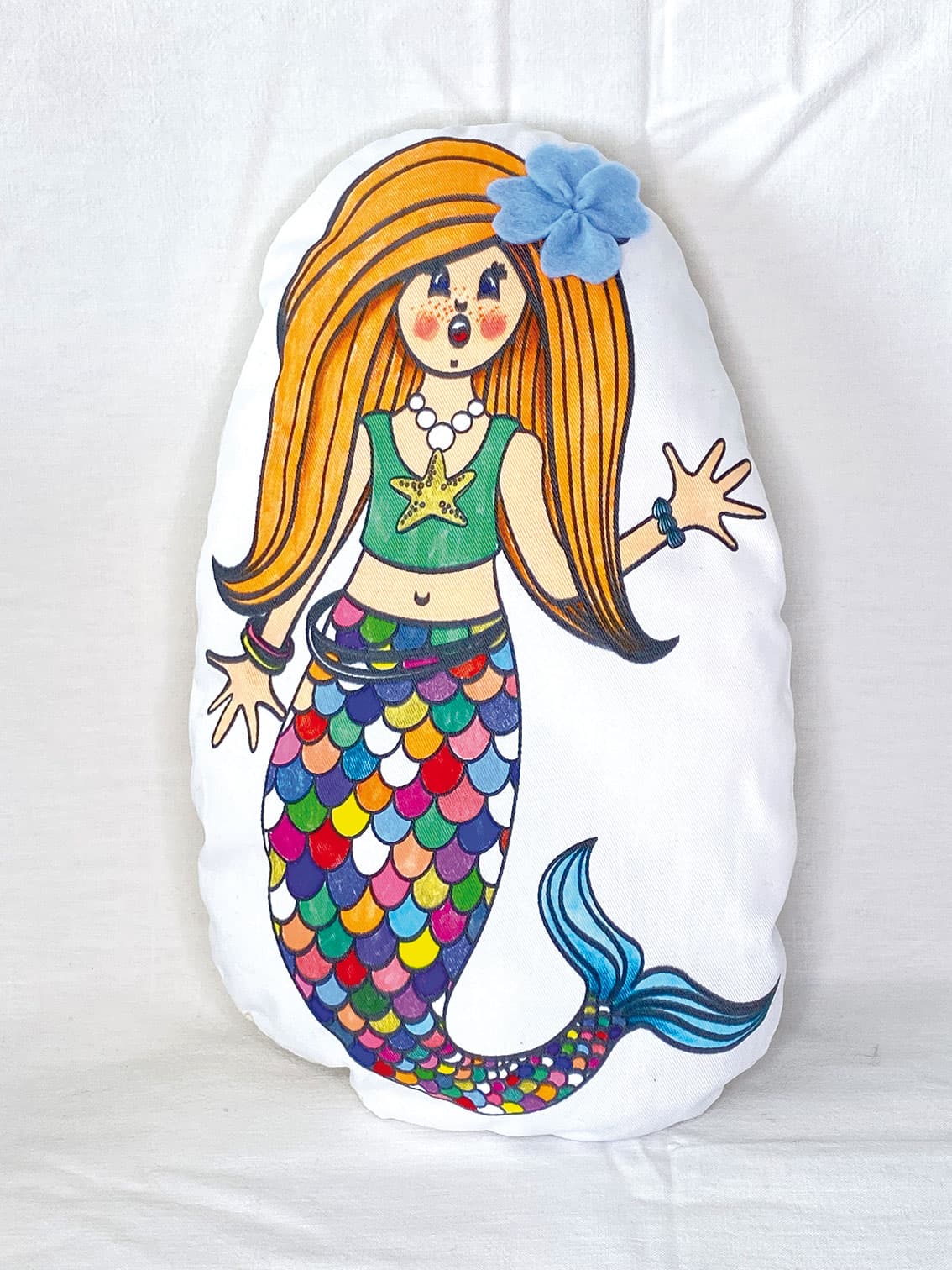 KIT CRÉATIF - Mon coussin Sirène à personnaliser - Margot la jolie sirène