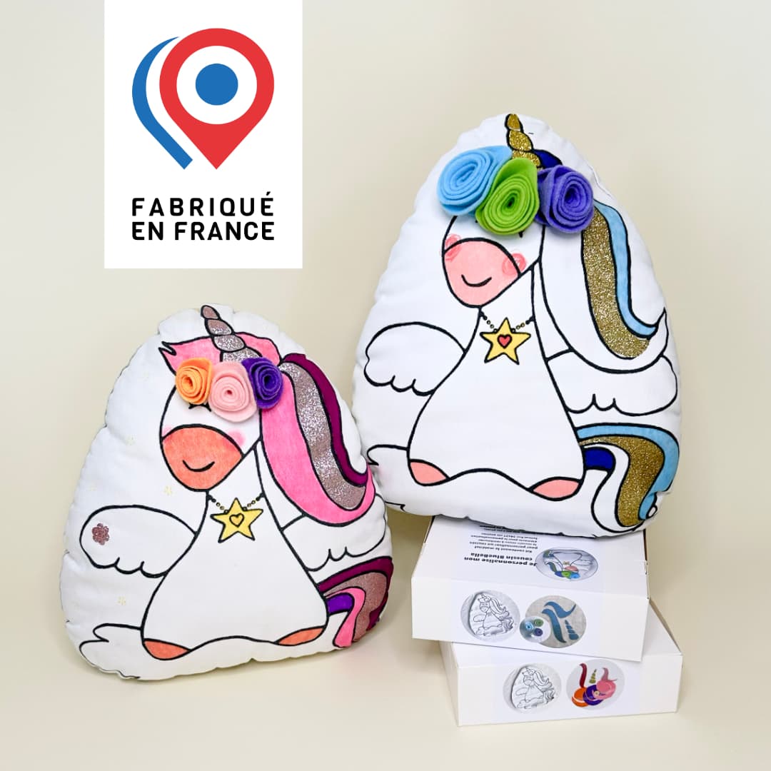 KIT CRÉATIF - Mon coussin Licorne à personnaliser (bleue ou rose) - vue 2