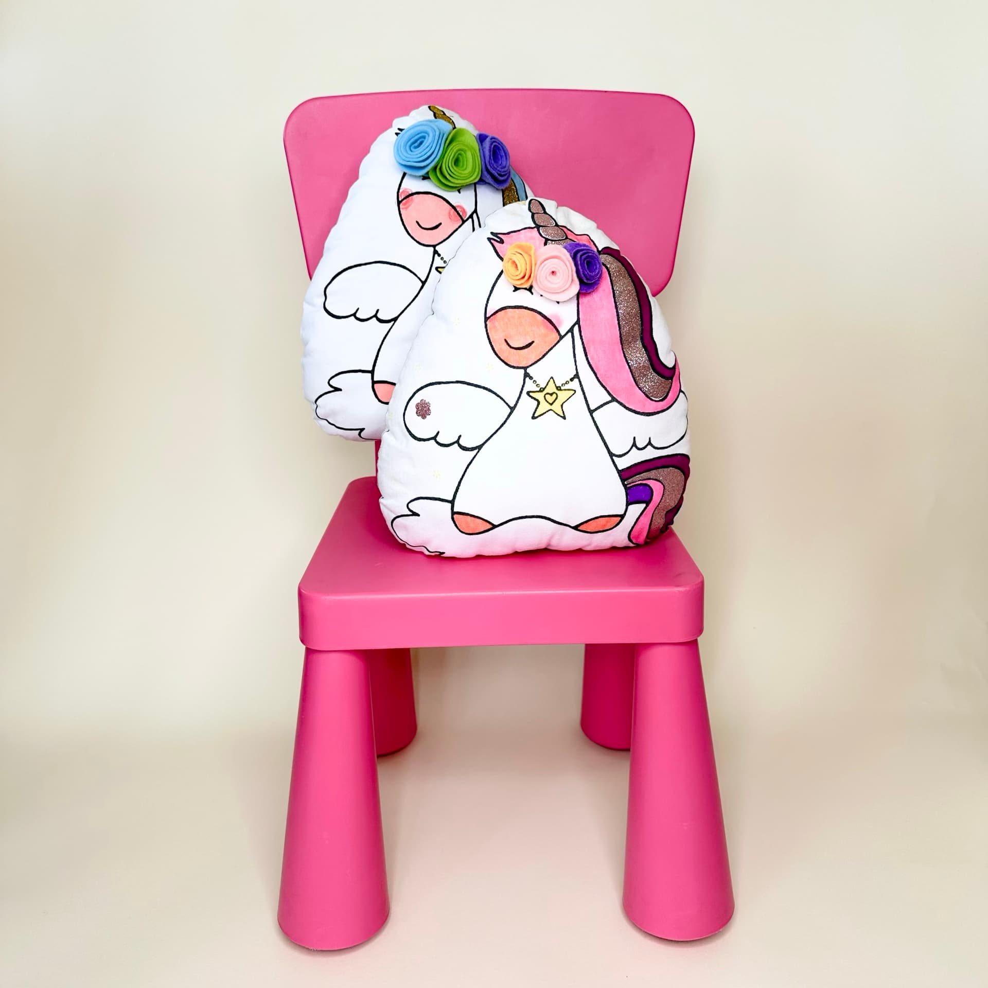 KIT CRÉATIF - Mon coussin Licorne à personnaliser (bleue ou rose) - vue 4
