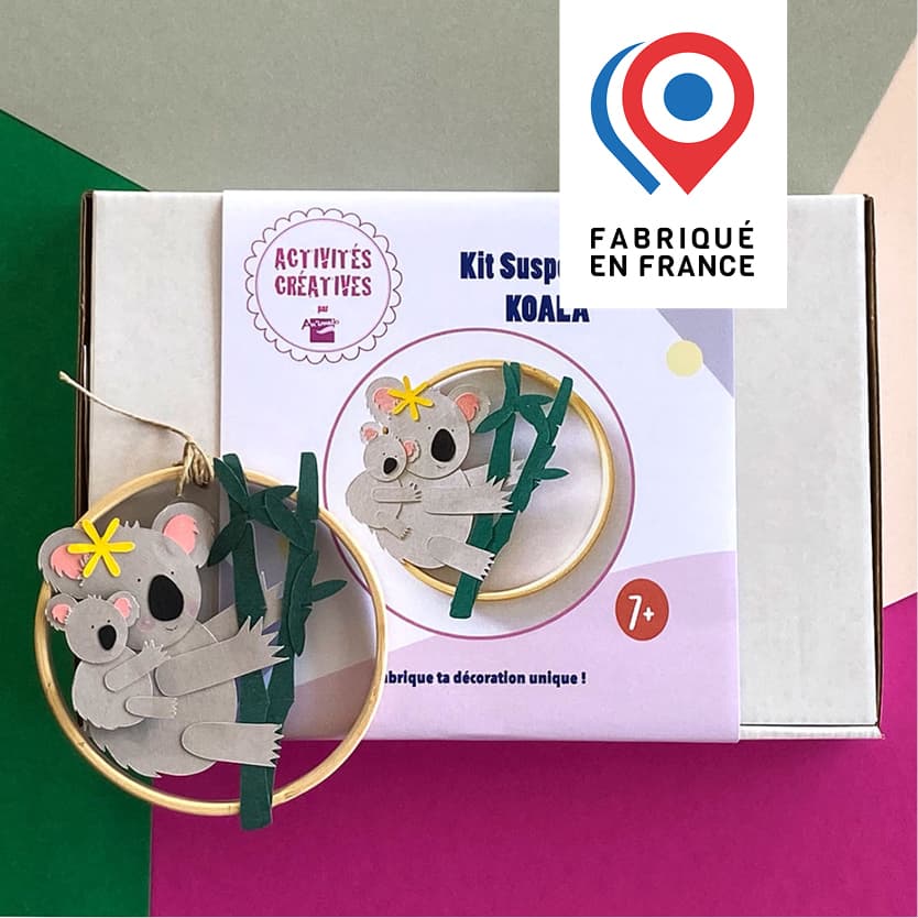 KIT CRÉATIF - fabrique une déco KOALA et son bébé avec un cercle en bois - à coller