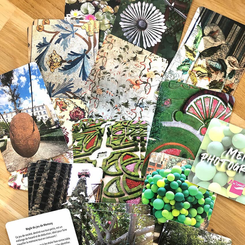 Jeu de memory photographiques thème jardins imaginé par Anne Da Cunha-Guillegault en exclusivité pour la marque An'imatoCrédit photo Éric Da Cunha et Anne Da Cunha-Guillegault