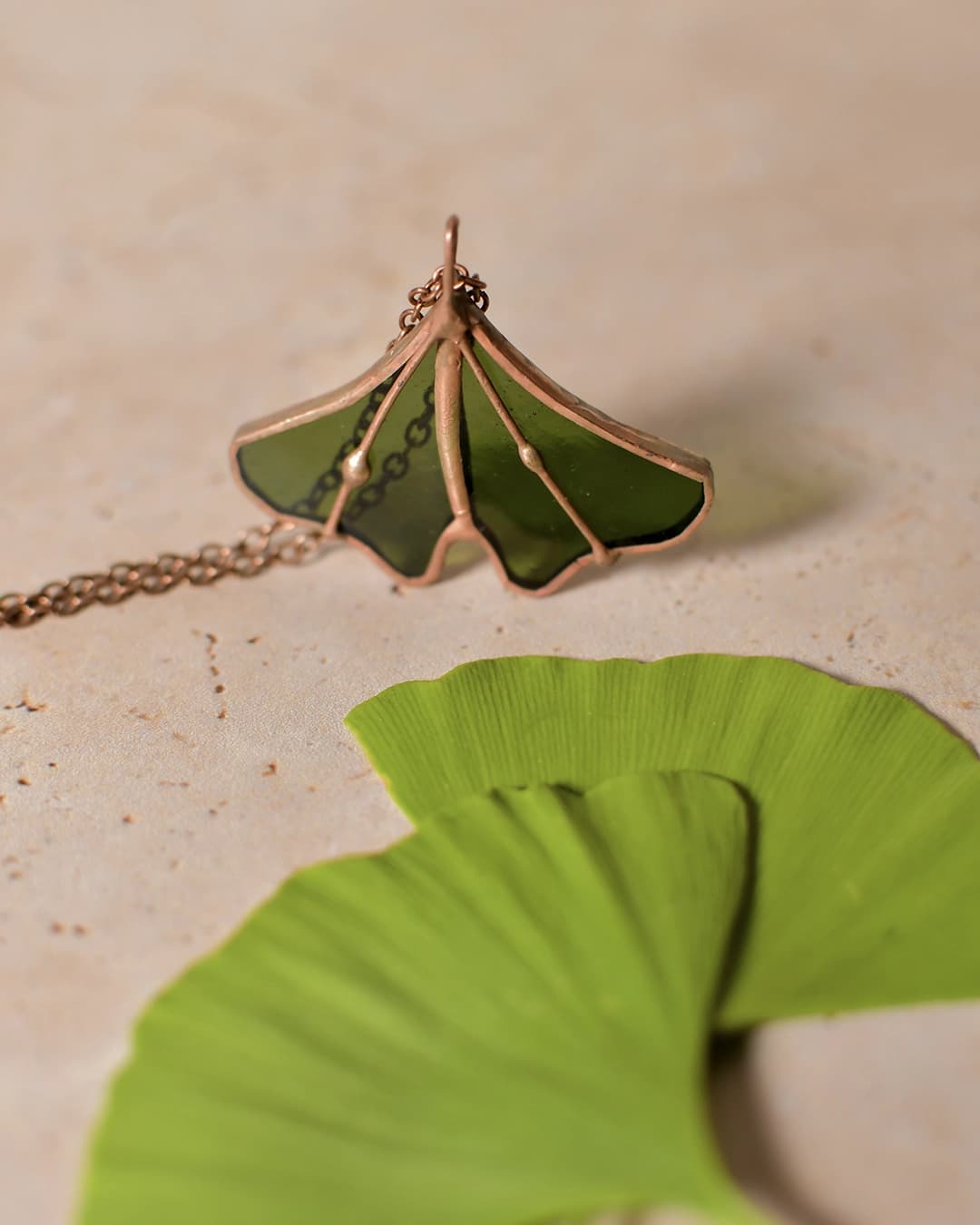 Vitrail Collier Ginkyo Nintai vert