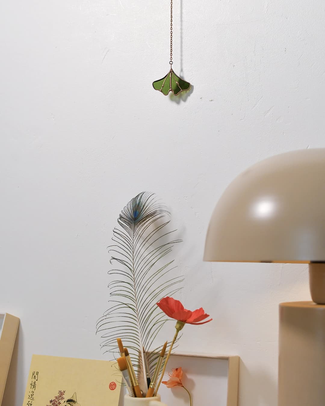 Vitrail Pendentif Ginkyo Nintai vert