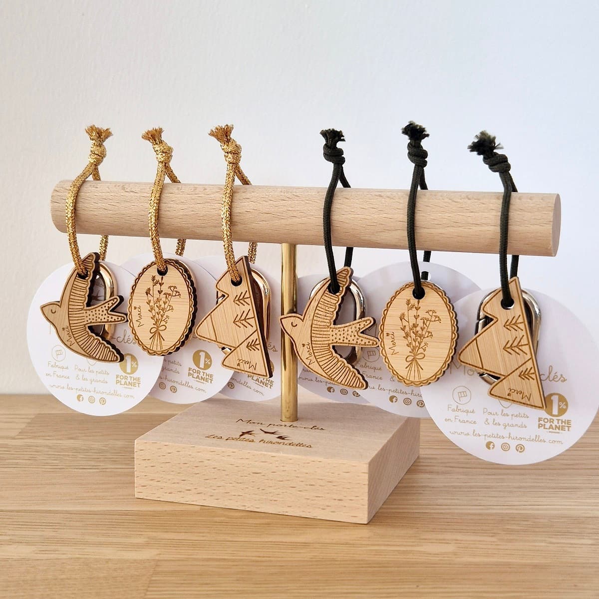 Porte-clés en bois - Merci