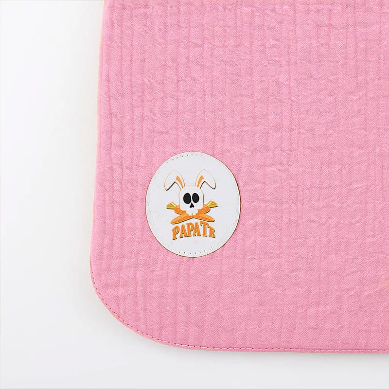 bavoir made in france bio coton rose papate