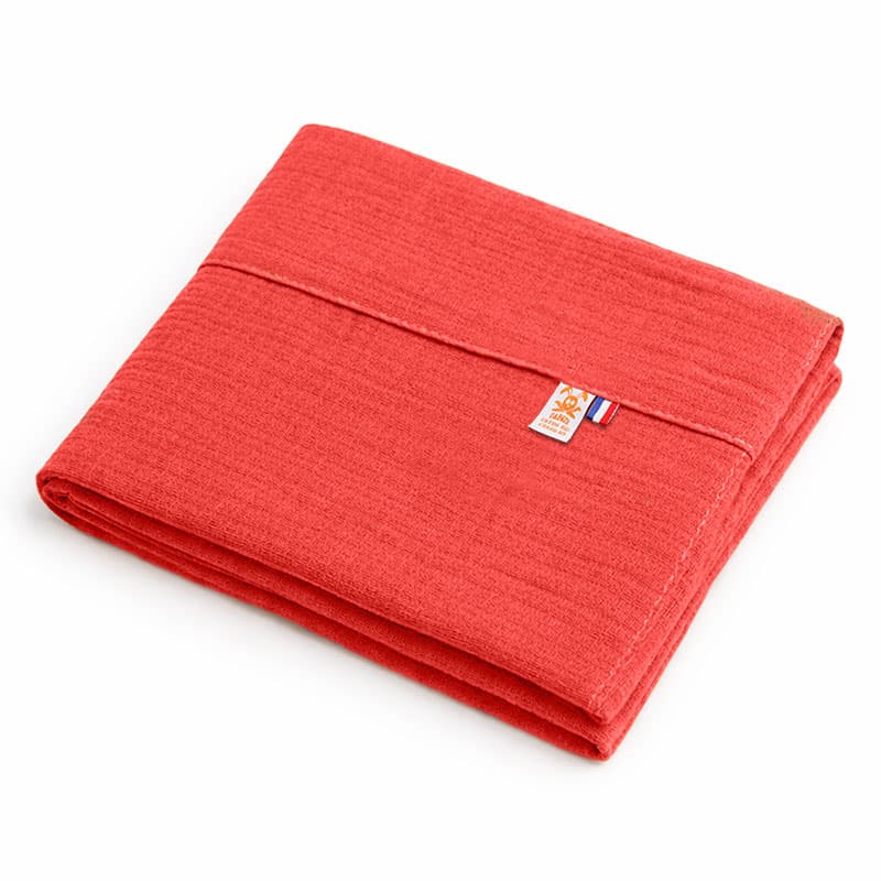 Drap Plat en Gaze de Coton Bio Fraise