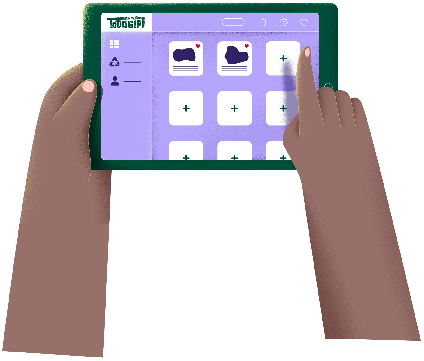 Interface wishlist sur tablette