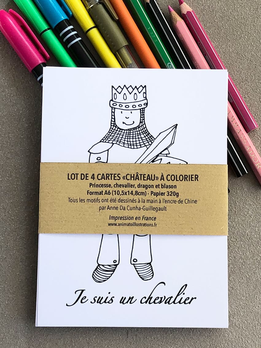 CARTE POSTALE - Lot de 4 cartes Château - à colorier - vue 3