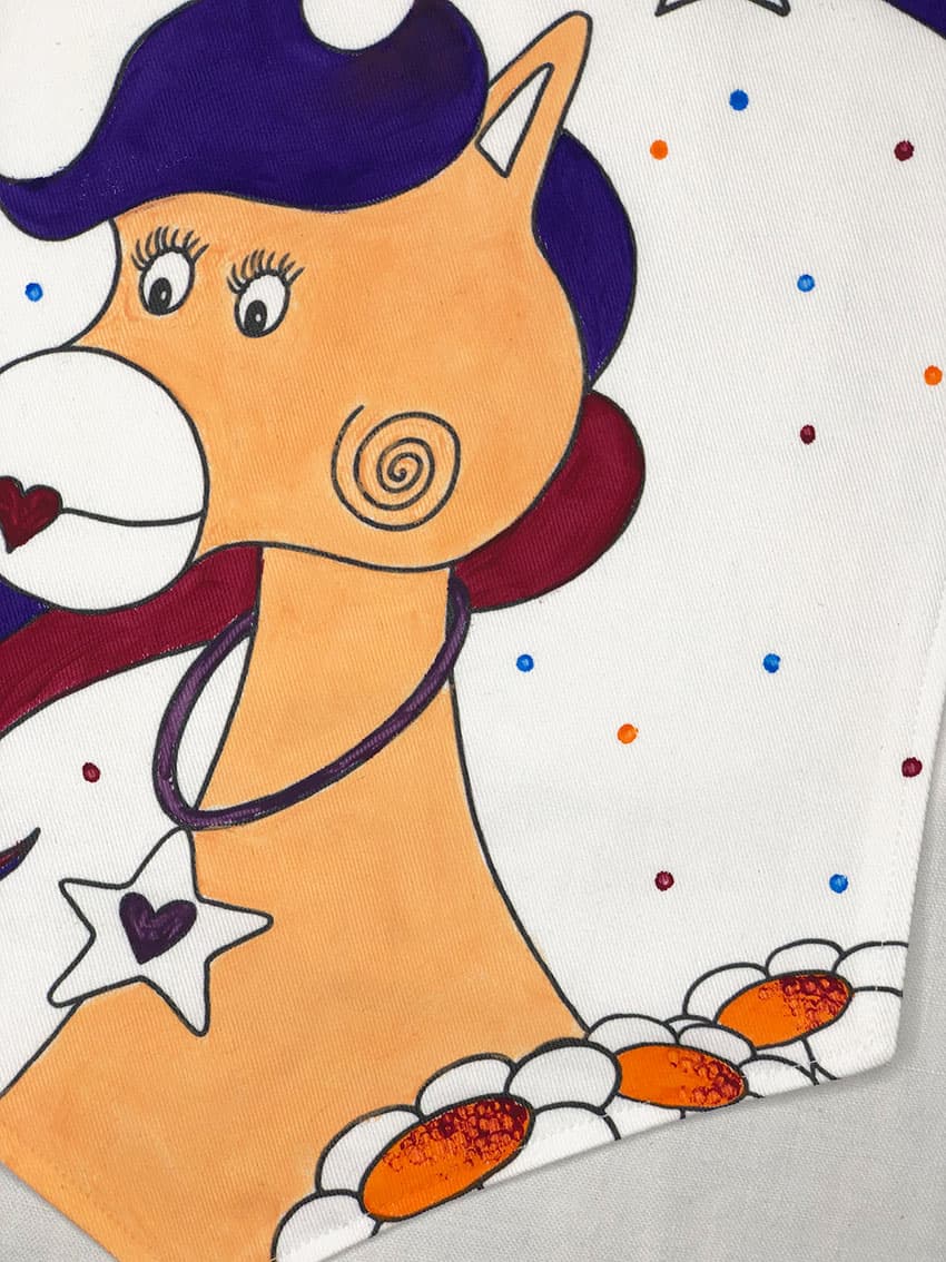 KIT CRÉATIF - Blason Licorne en tissu à peindre (avec godets de peinture) - vue 3