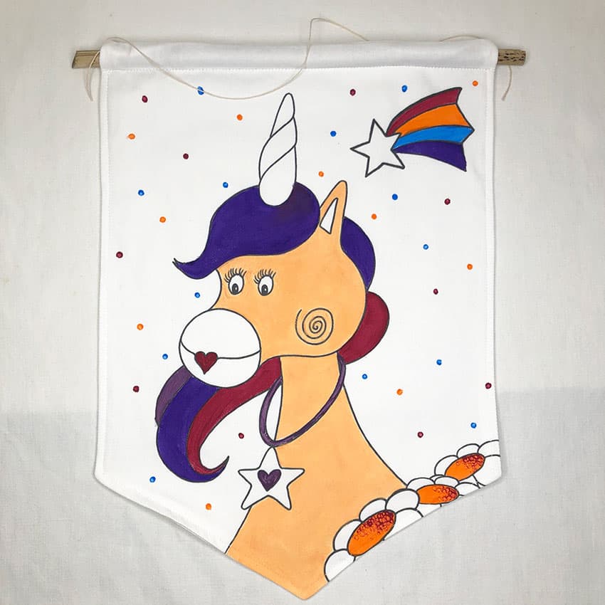 KIT CRÉATIF - Blason Licorne en tissu à peindre (avec godets de peinture) - vue 2