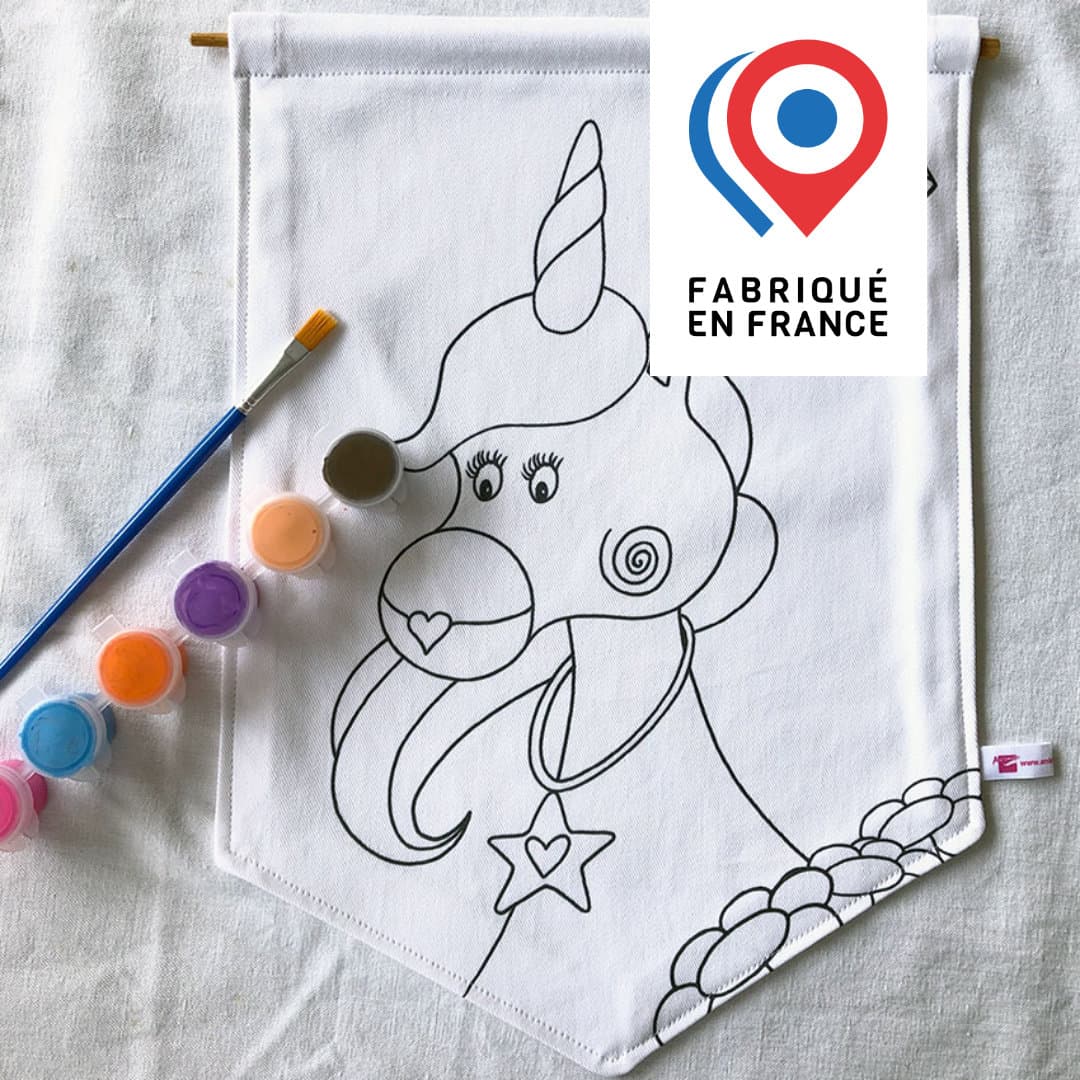 KIT CRÉATIF - Blason Licorne en tissu à peindre (avec godets de peinture) - vue 1