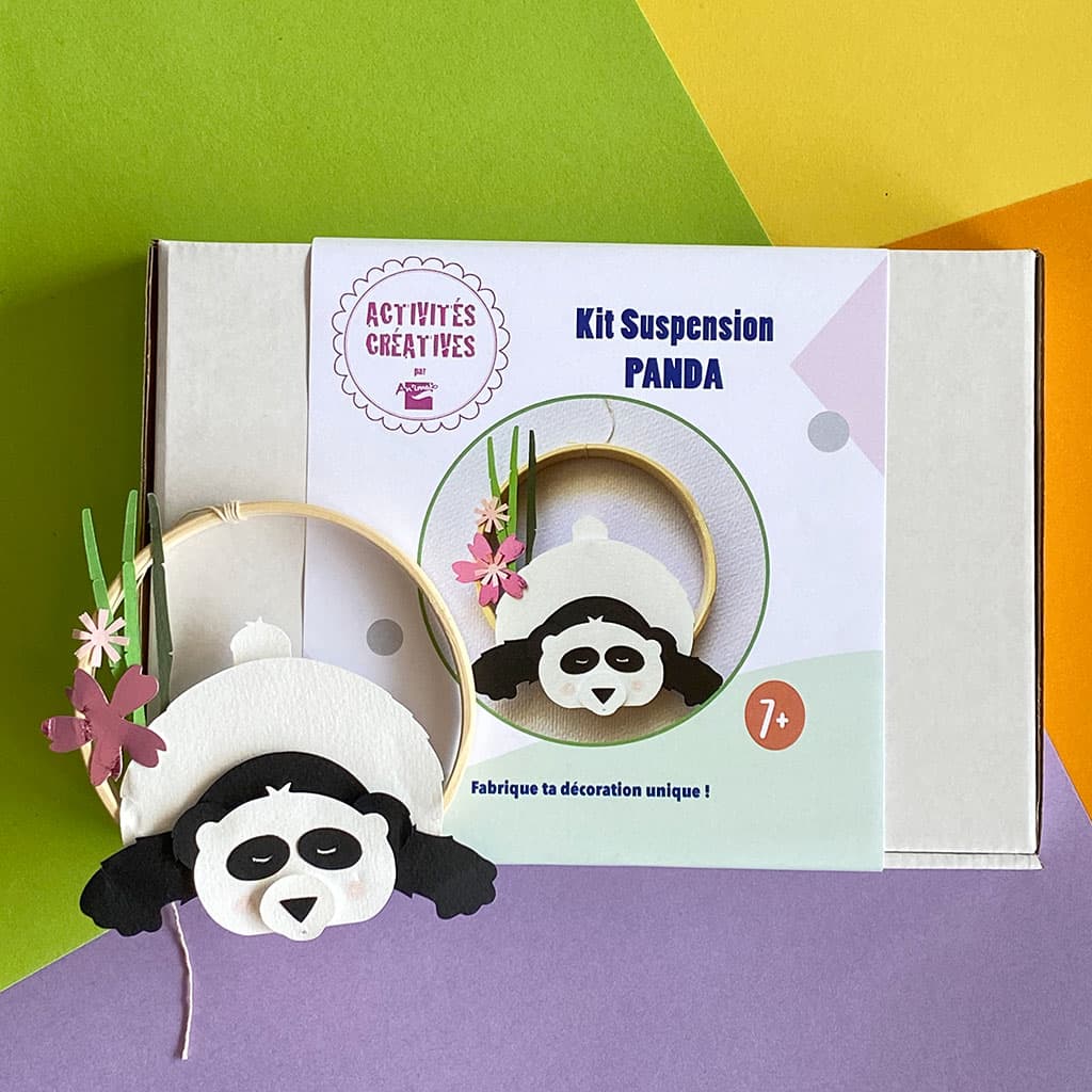 KIT CRÉATIF – fabrique une déco PANDA endormi sur un cercle en bois – à coller - vue 4