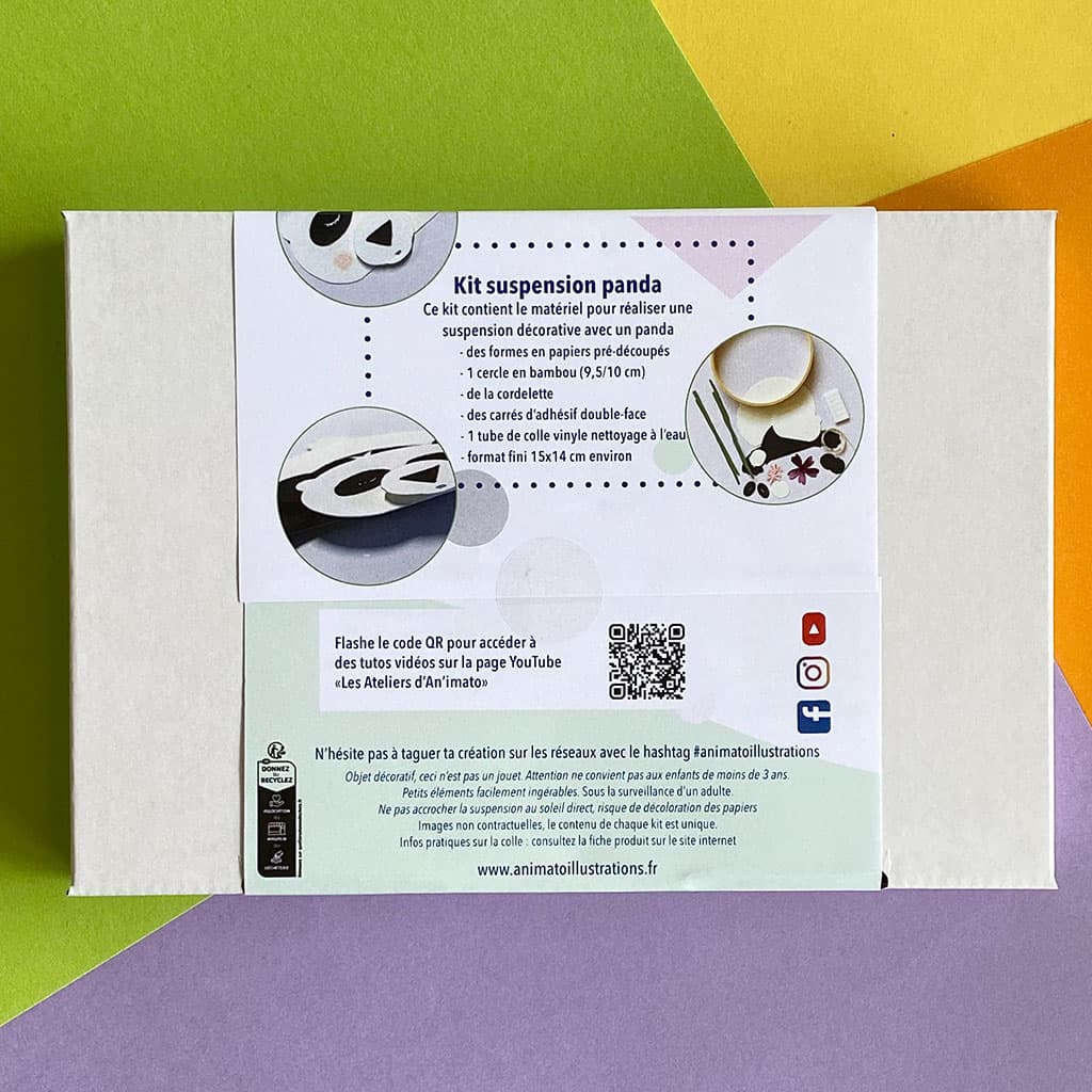 KIT CRÉATIF – fabrique une déco PANDA endormi sur un cercle en bois – à coller - vue 2