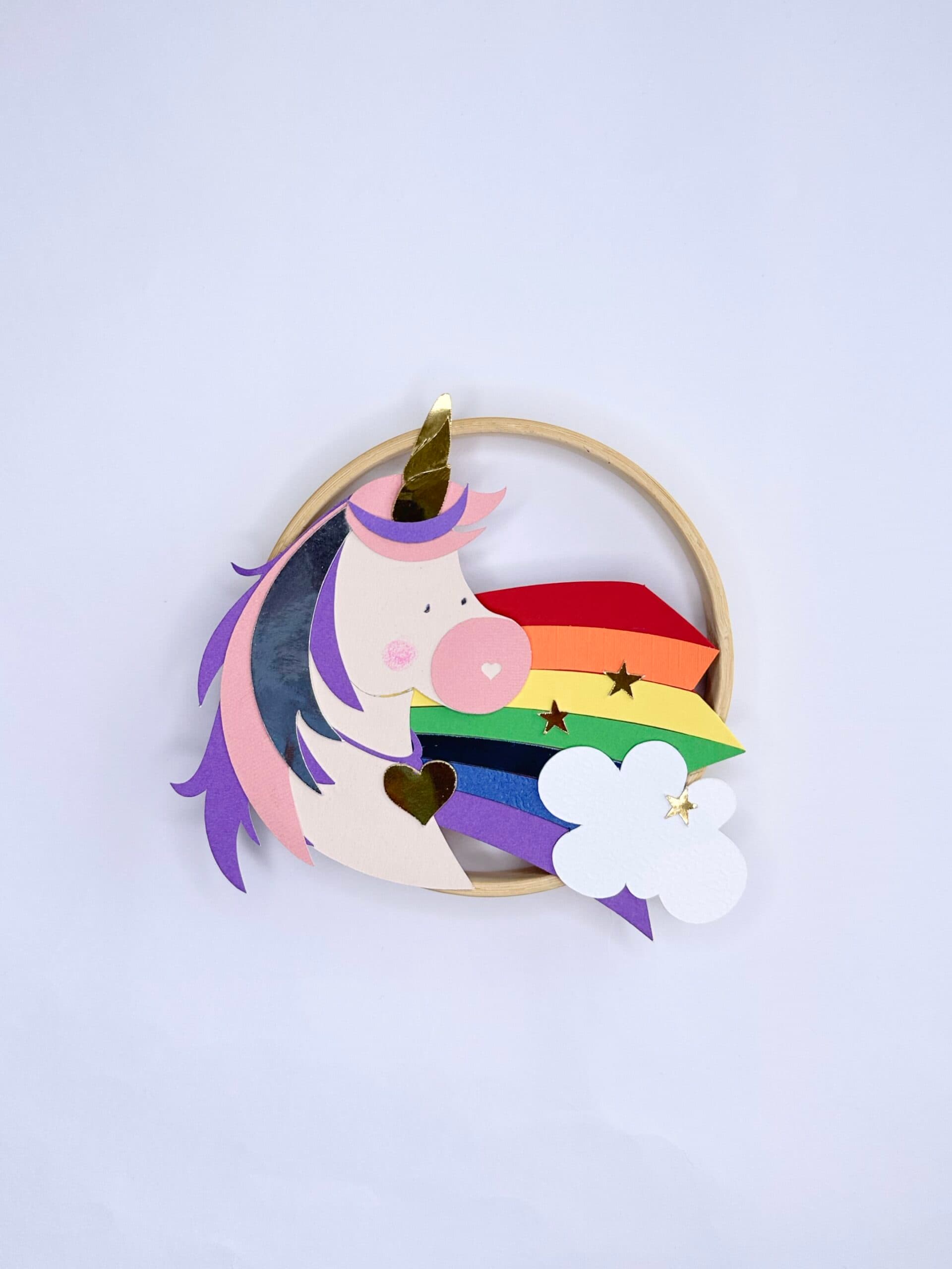 KIT CRÉATIF - fabrique une déco LICORNE avec un cercle en bois - à coller - vue 5