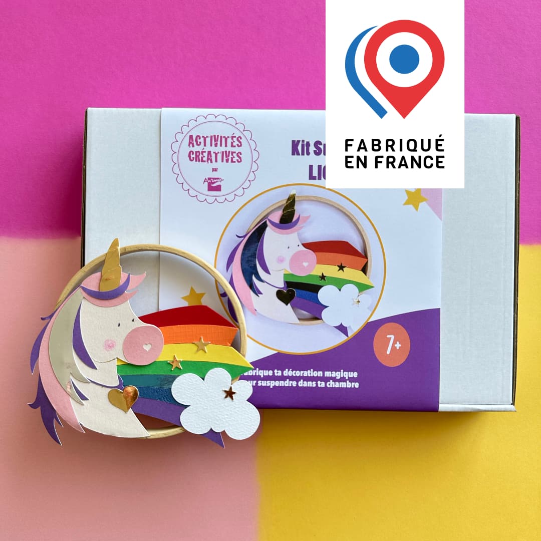 KIT CRÉATIF - fabrique une déco LICORNE avec un cercle en bois - à coller - vue 1