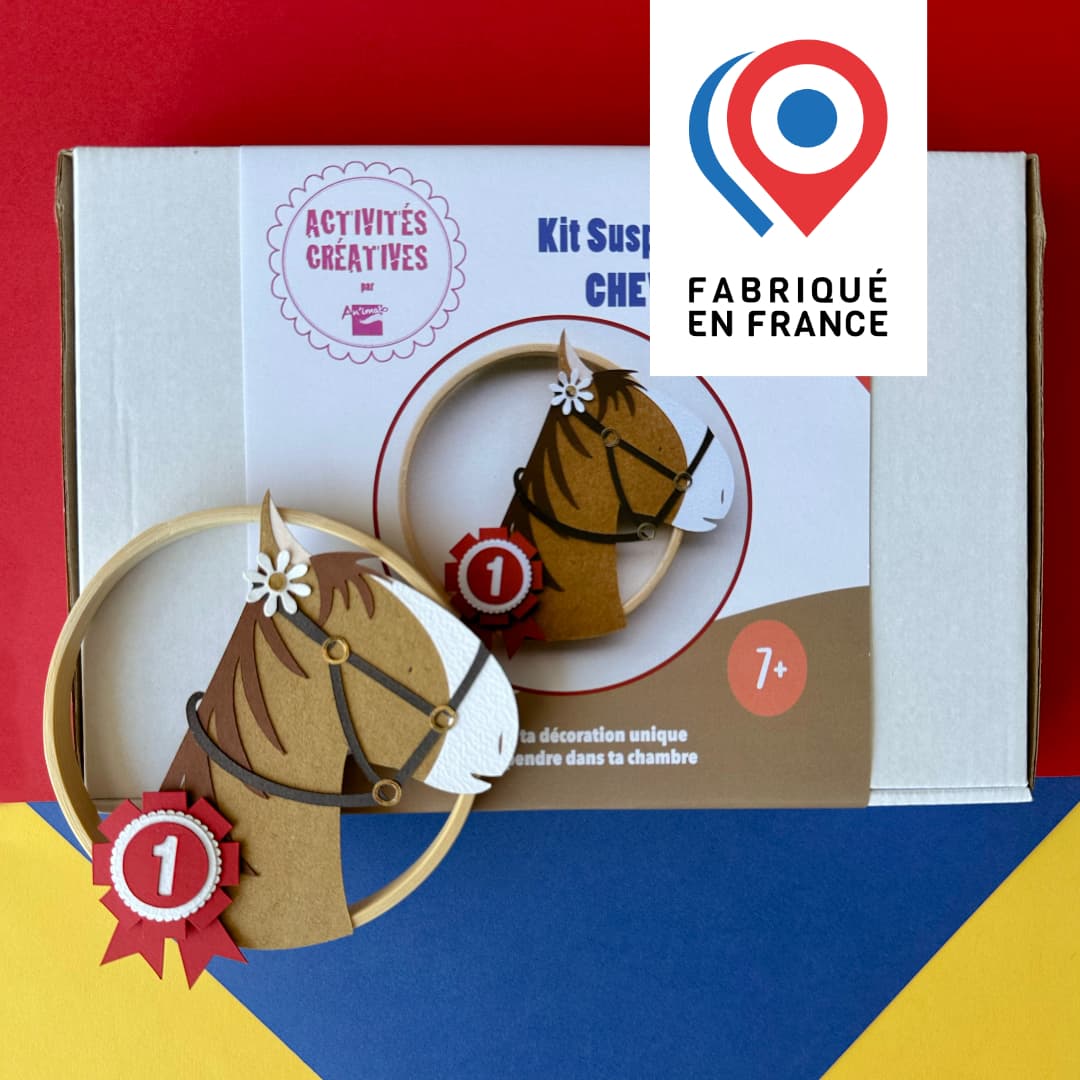 KIT CRÉATIF - fabrique une déco CHEVAL avec un cercle en bois - à coller - vue 1