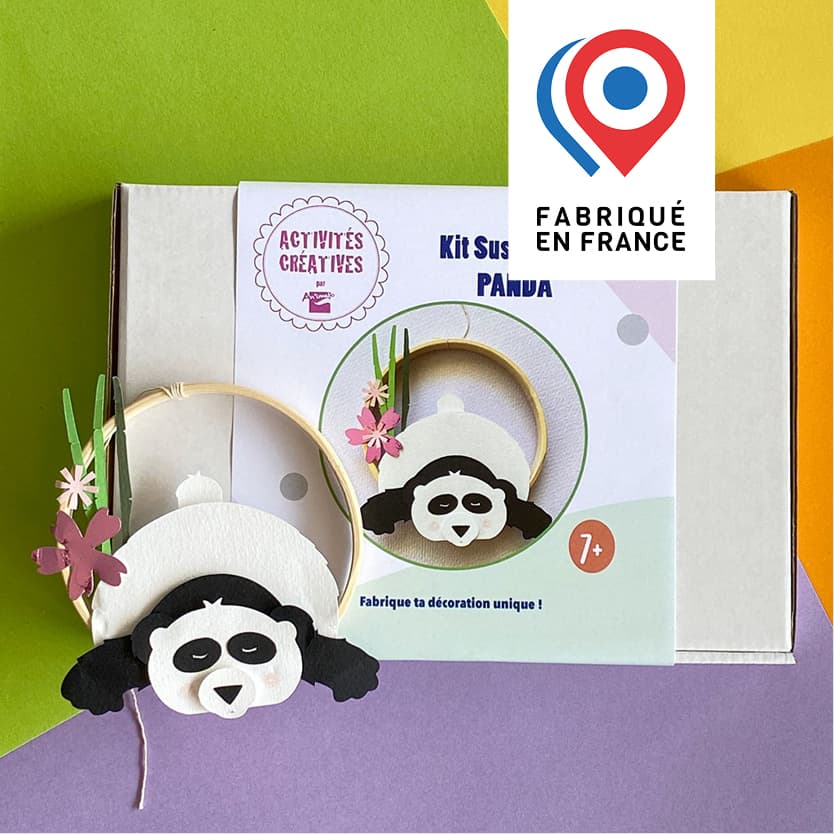 KIT CRÉATIF – fabrique une déco PANDA endormi sur un cercle en bois – à coller - vue 1