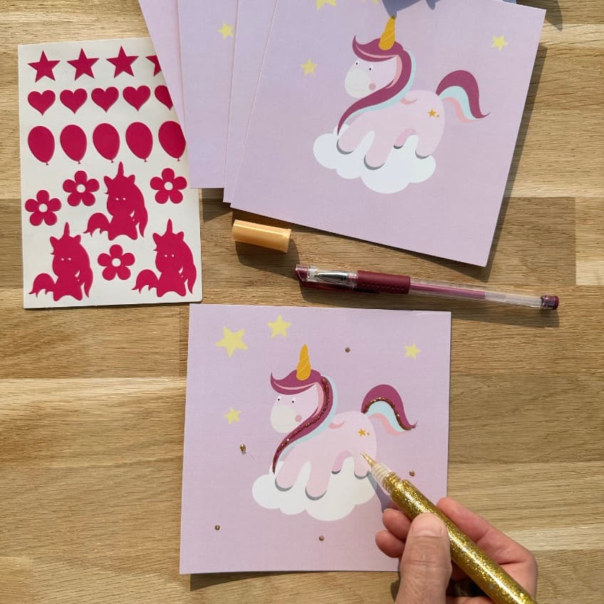 Pochette 5 invitations anniversaire - Licorne (avec enveloppes) - vue 3