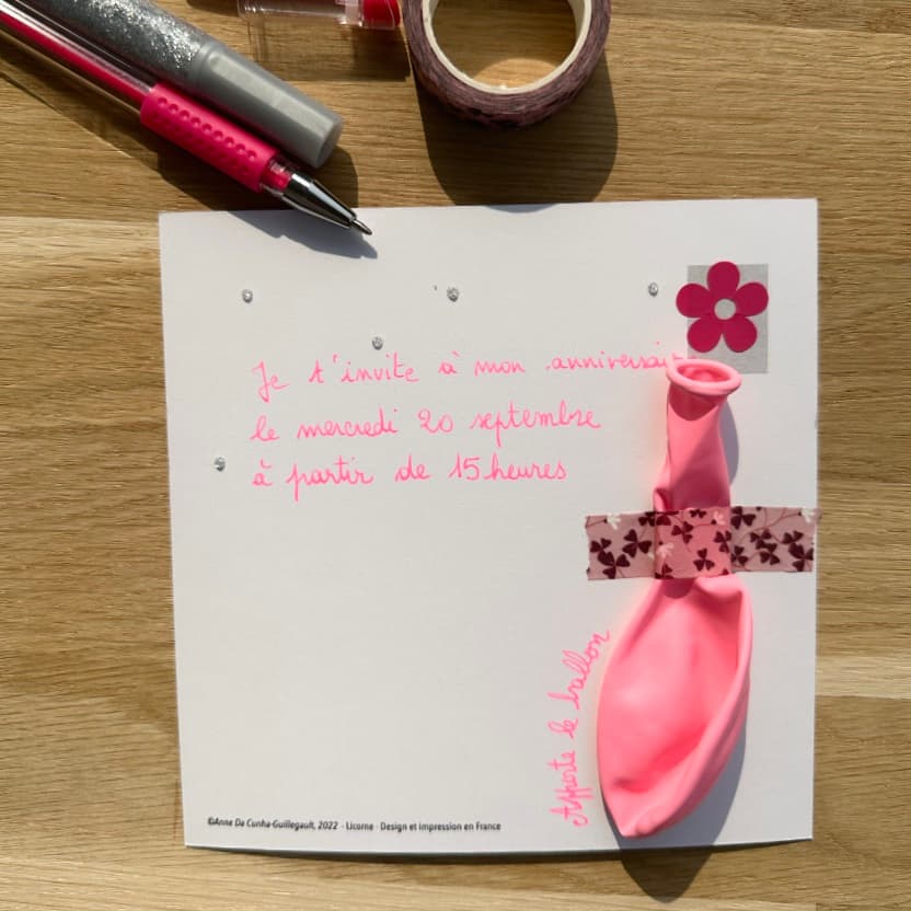 Pochette 5 invitations anniversaire - Licorne (avec enveloppes) - vue 4
