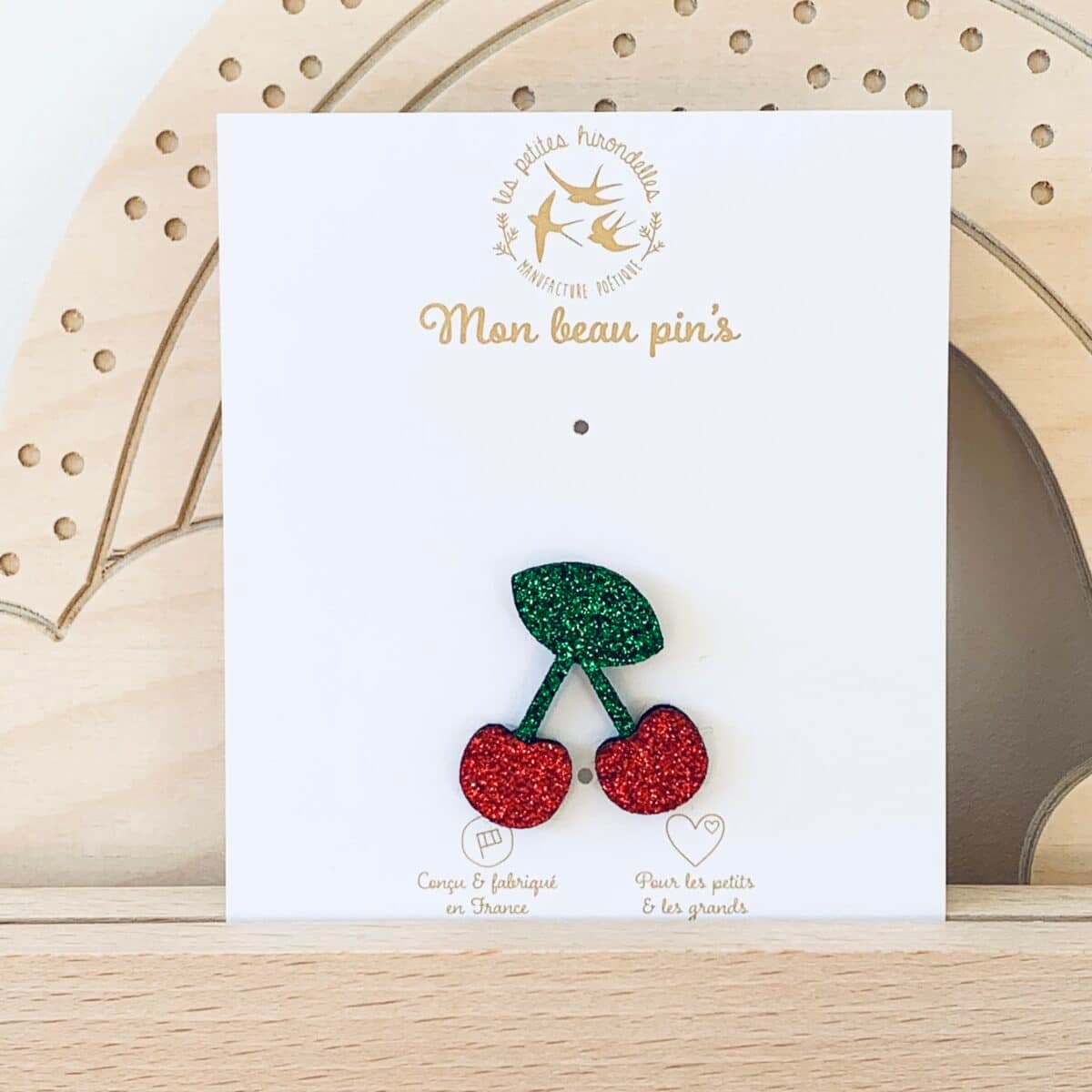 Pin's feutrine pailletée - Cerise - vue 6