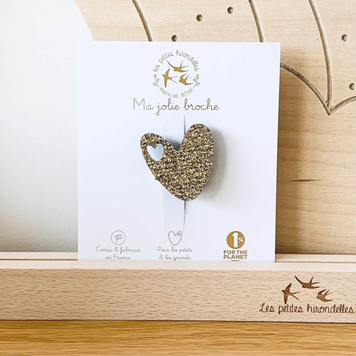 Broche feutrine pailletée - Coeur - vue 6