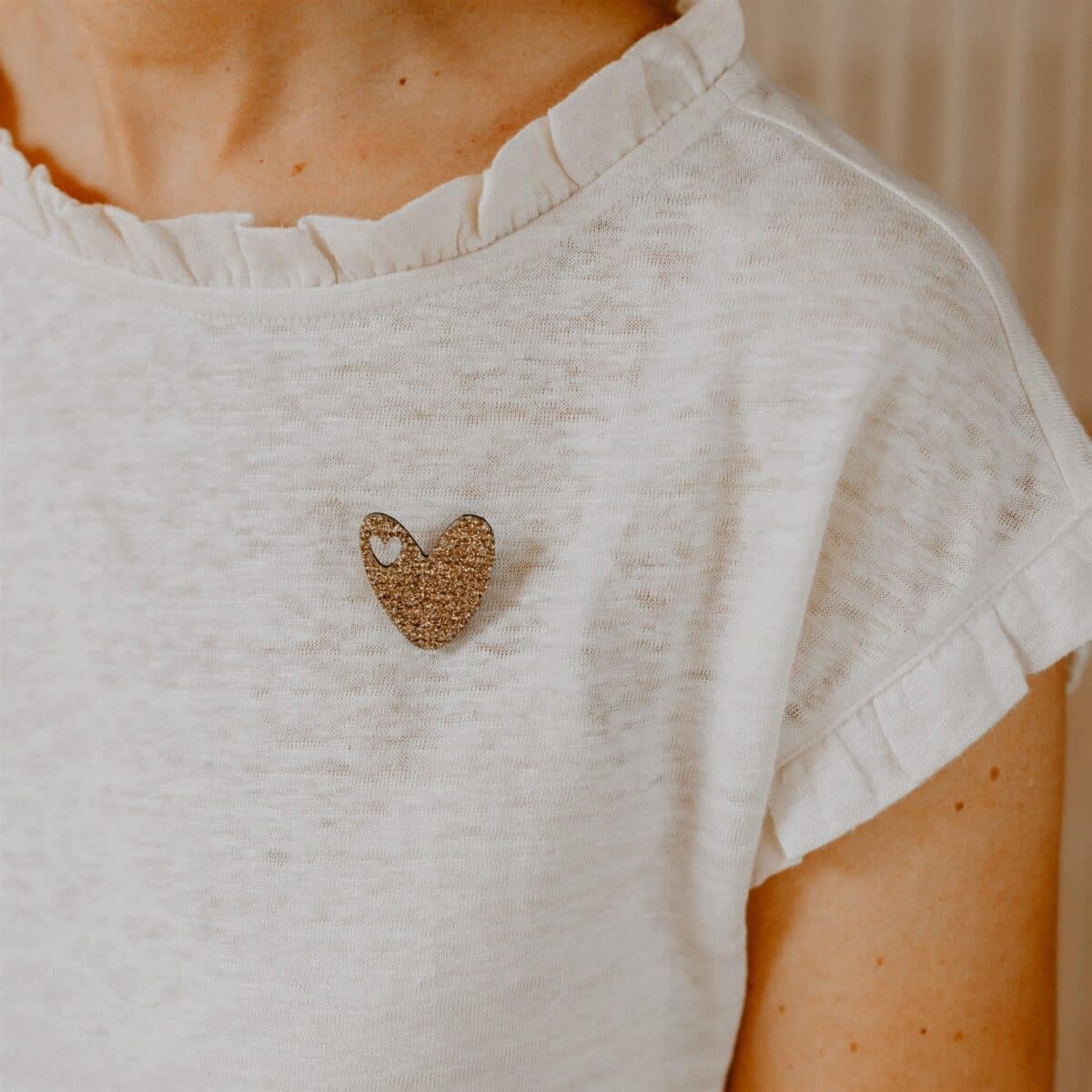 Broche feutrine pailletée - Coeur - vue 1