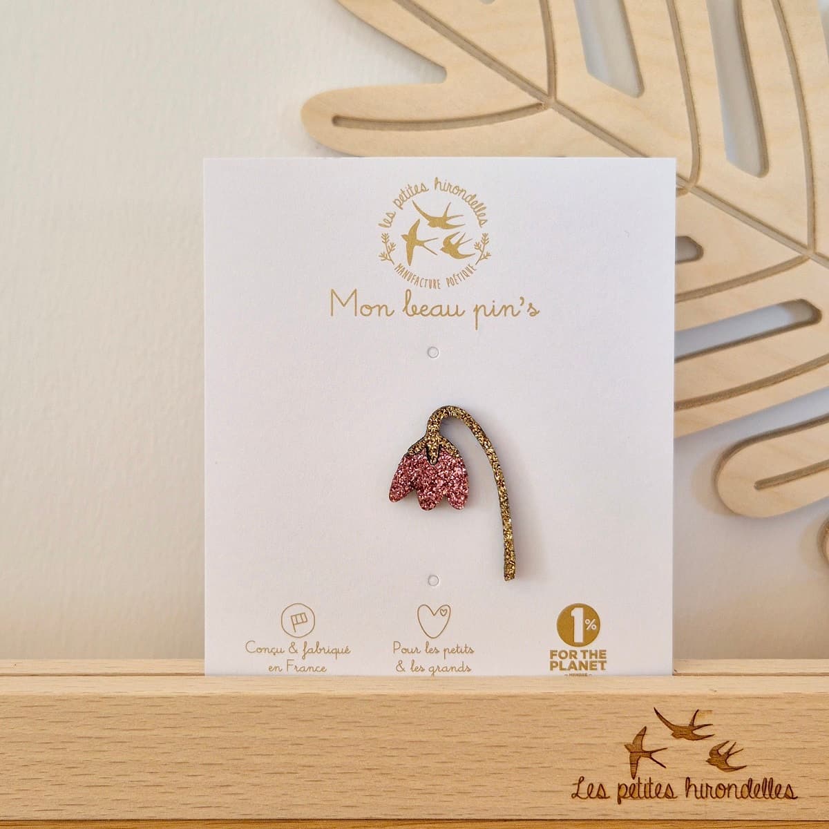 Pin's feutrine pailletée - Muguet - vue 1