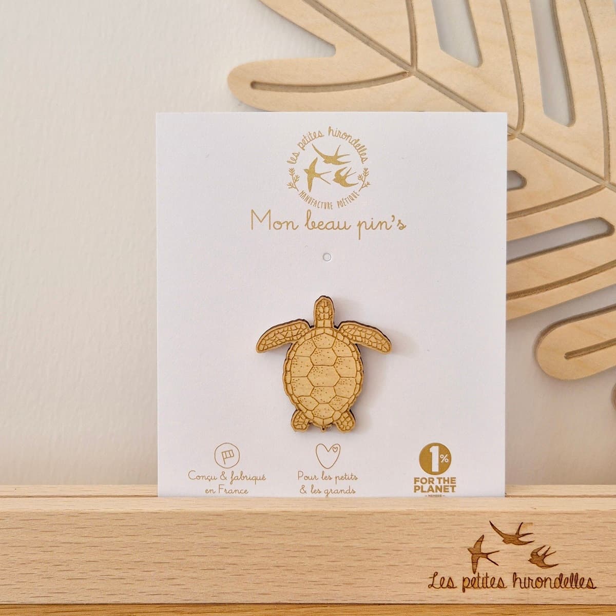 Pin's en bois - Tortue - vue 3