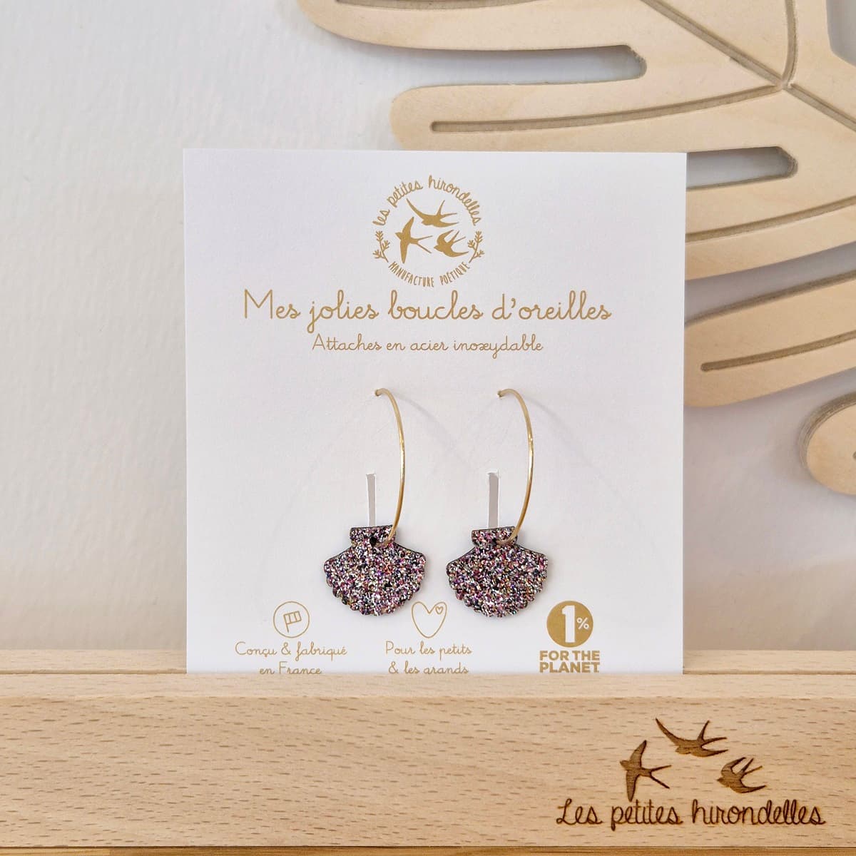 Créoles pailletées - Coquillages - vue 7