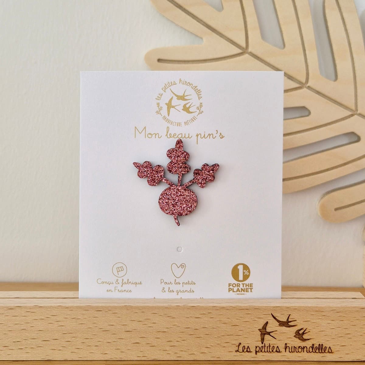 Pin's feutrine pailletée - Radis - vue 2