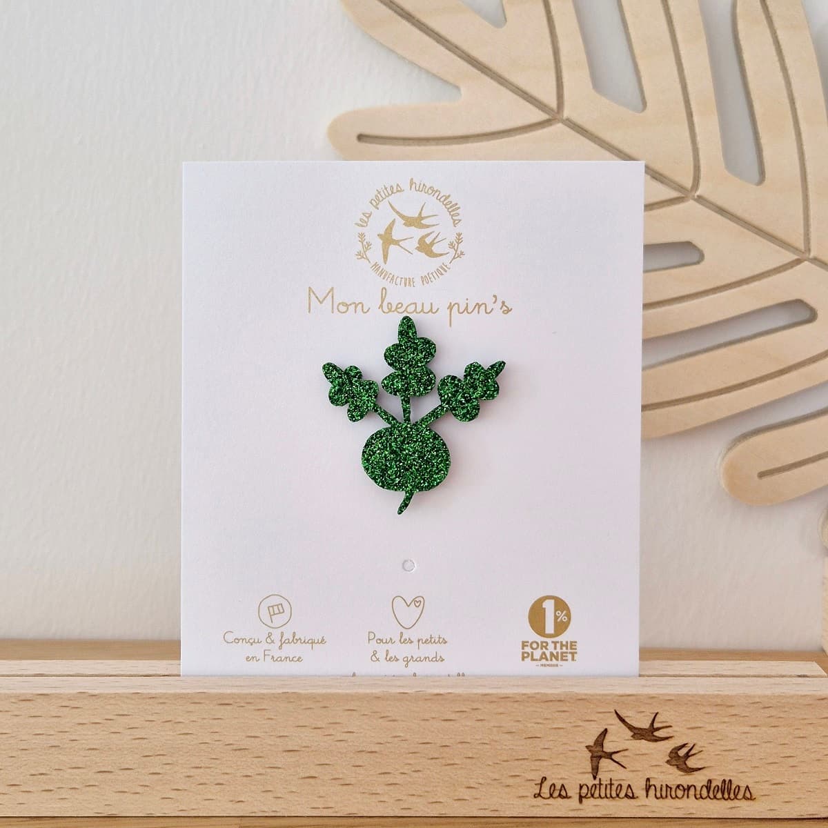 Pin's feutrine pailletée - Radis - vue 3