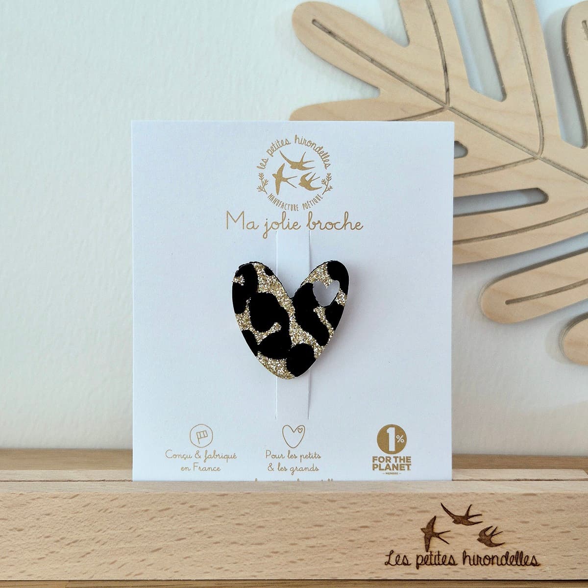 Broche feutrine pailletée - Coeur - vue 2