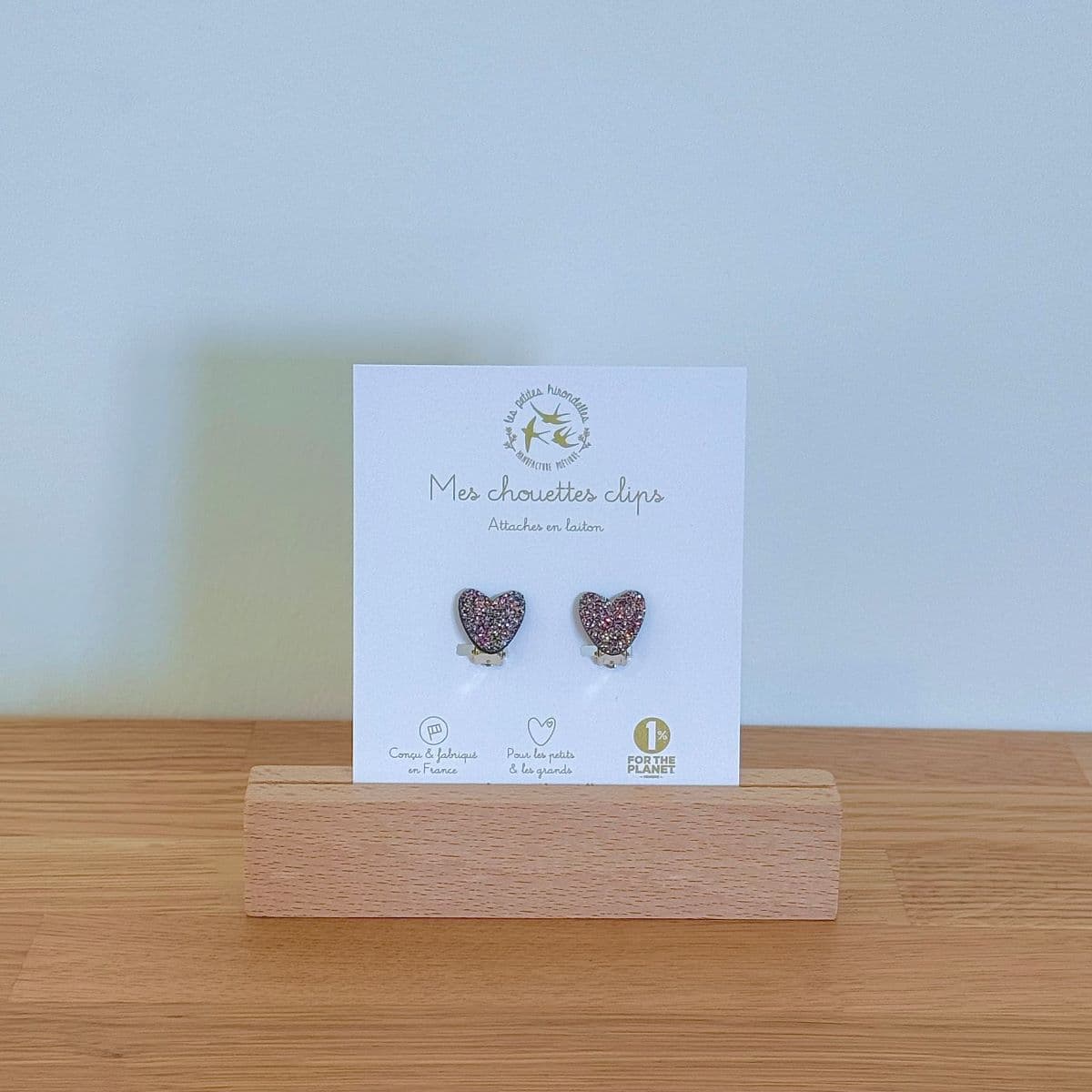 Boucles clips pailletées - Coeurs - vue 1