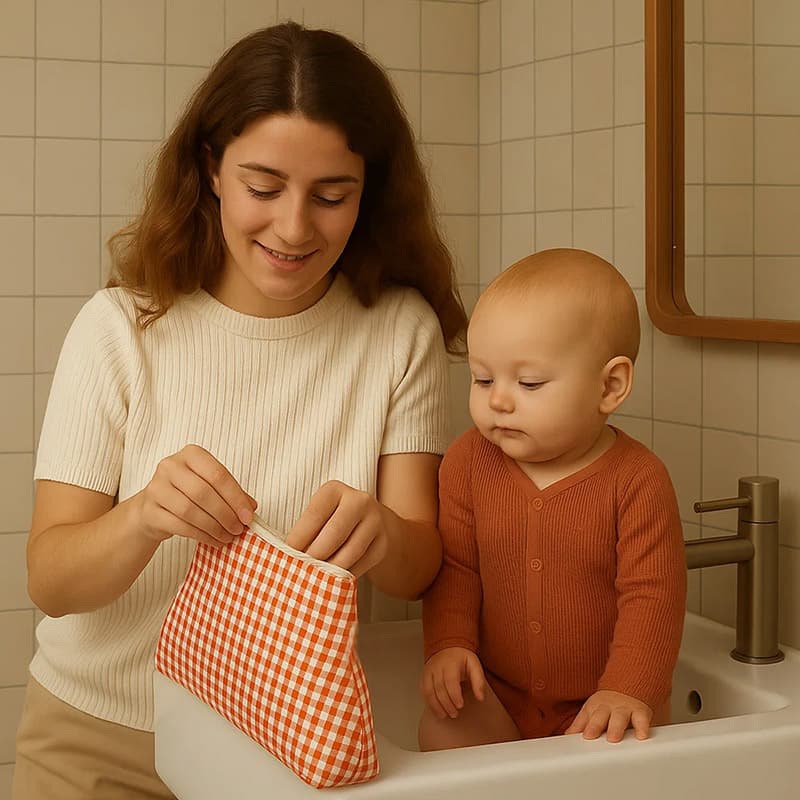 Trousse de Toilette en Coton Bio Vichy - vue 4