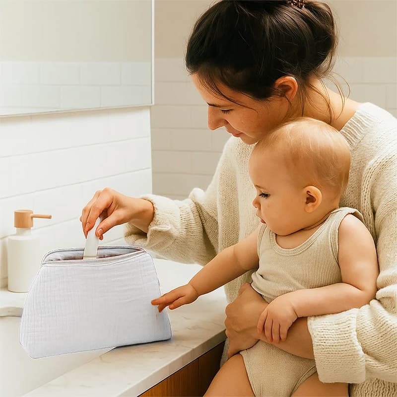 Trousse de Toilette en Coton Bio Blanc - vue 3