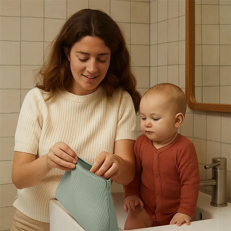 Trousse de Toilette en Coton Bio Vert - vue 4