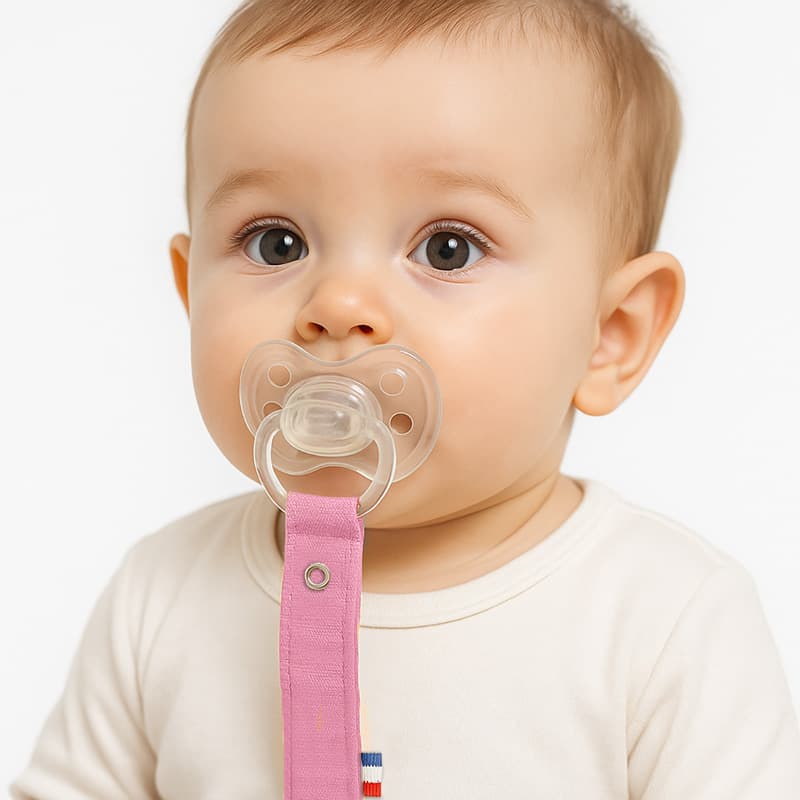 Attache Tétine en Coton Bio Rose - vue 3